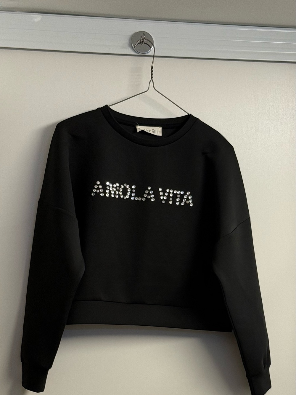 Amo La Vita Black Studded Crewneck Sweatshirt - Unbranded